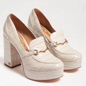 Sam Edelman Aretha Platform Horse Bit Chunky Heel Loafer Ivory White